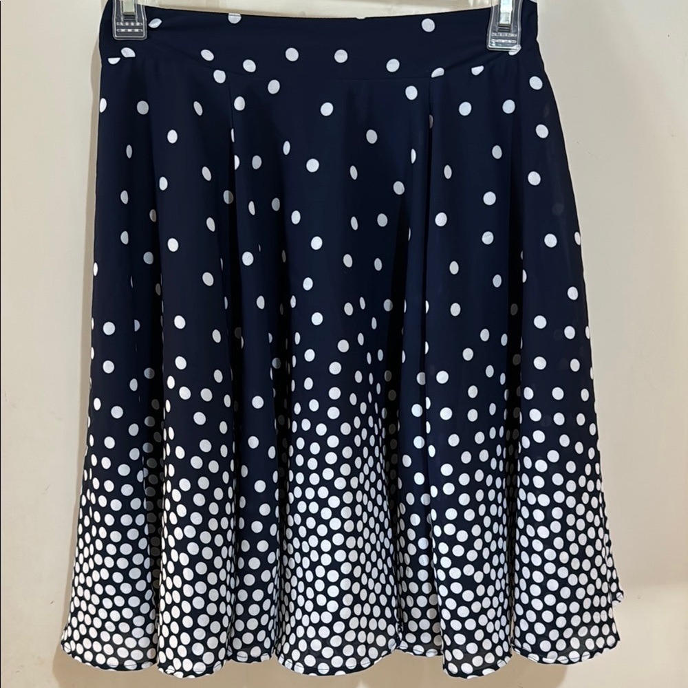 Maison & Jules Navy & White Polka Dot Women's Skirt Size S